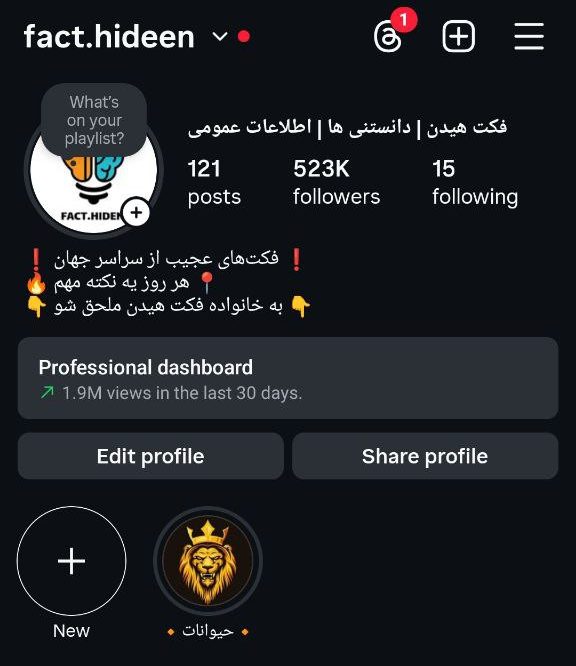 پیج اینستاگرام 523کا - fact.hideen