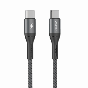 کابل شارژ و دیتا آسپور مدل ASPOR AC55 – USB‑C to USB‑C – توان 60 وات – طول 1 متر