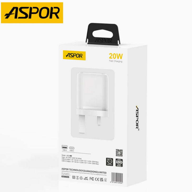 شارژر دیواری آسپور مدل ASPOR A821 20W – PD + QC - Image 3