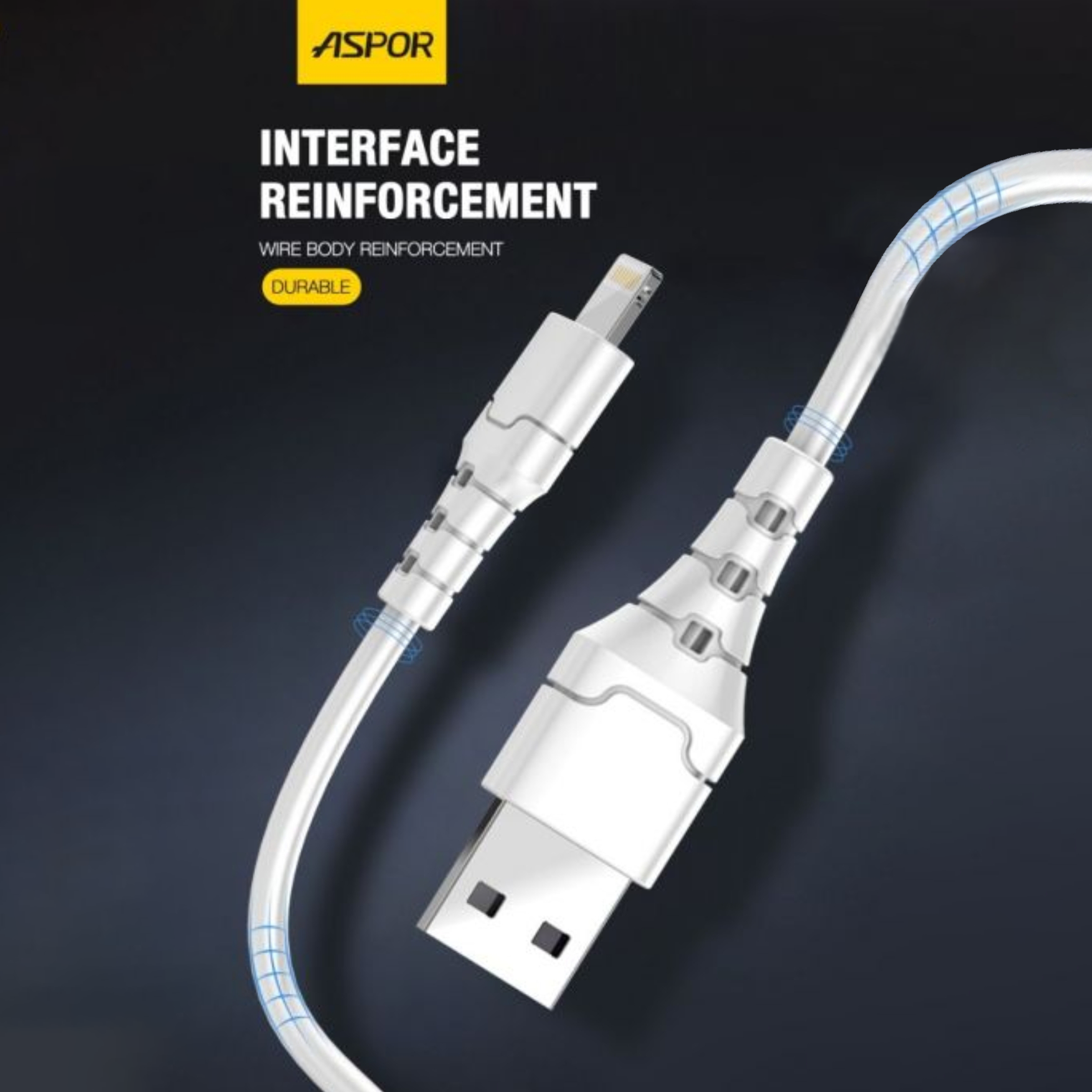 کابل شارژ و دیتا آیفون آسپور مدل ASPOR A101L – USB to iPh – طول 2 متر – جریان 3 آمپر - Image 3