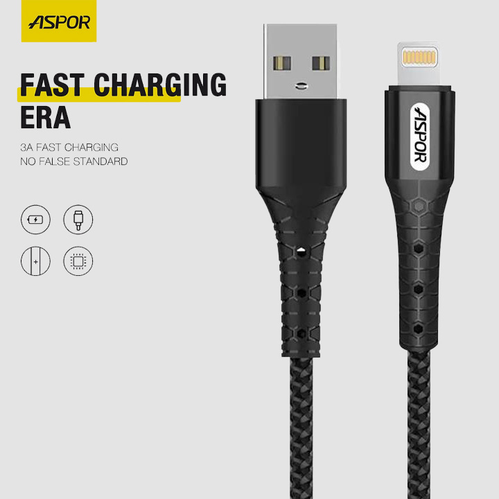 کابل آیفون شارژ و دیتا آسپور مدل ASPOR AC‑22 – USB‑C to iPhone – توان 27W – طول 1 متر - Image 2